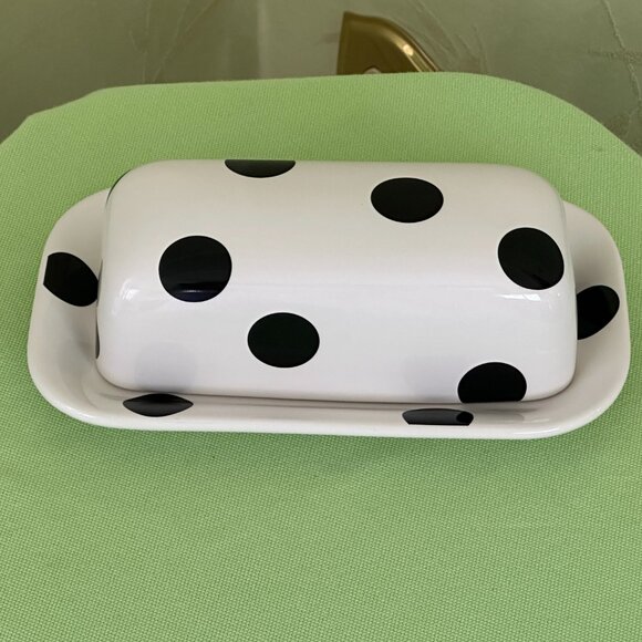 KATE SPADE DECO DOT COVERED BUTTER DISH:NWT DOTS - Picture 2 of 14